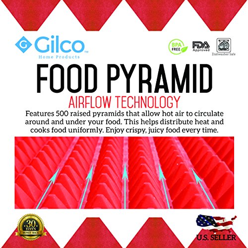 Silicone Food Pyramid Pan Non-stick Healthy Cooking Baking Mat - Breaded or Non Breaded, Crispy, Juicy and Evenly Cooked Food - Easy Clean Up - No BPA