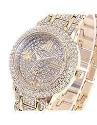 Ladies Watch (Factory Warranty) New Fashion Golden Women Ladies Bling Crystal Bracelet Quartz Wrist Watch