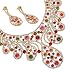 Swarovski Crystals Decadent Decorative style Filigree Pear Drops necklace with large single Pear drop Filigree matching Earrings. Wedding jewelry or for Cocktail; Pinks, Gold's and Greens Swarovski and Czech Crystals on 14K Gold Plating. A real stunner and covers the Neckline perfectly; Limited edition; WAS £98.99, NOW is £79.99 promotion. Its stunning, shimmers with crystal all over! Heads will turn!! Truly Unique; a perfect Anniversary or Birthday Present, or as Wedding Jewellery.