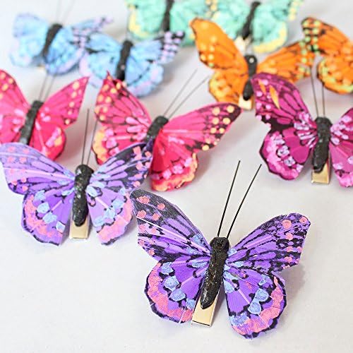 Feathered Monarch Butterflies in Multi Color-12 Pack-2.5"