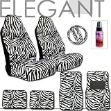 10pc Safari Zebra High Back Car Seat Cover Floor Mats and Steering Wheel Cover Set... by yupbizauto