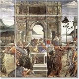IMAGE OF Sandro Botticelli Historical Custom Tile Mural 22. 24x36 inches using (24) 6x6 ceramic tiles.