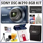 Sony Cyber-Shot DSC-W290/L 12.1 MP Digital Camera in Blue + Deluxe 8GB Accessory Kit