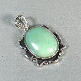 Aventurine Sterling Silver Plated pendant - Smokey Green Circular Stone Pendant