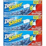 Ziploc Slider Storage Bags Quart Value Pack 42 ct (Pack Of 3)