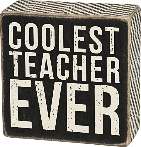 Coolest Teacher Wall / Desk Decor Box Sign - 4-in