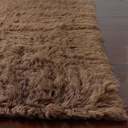 Flokati Rug 5' Round Brown Wool Heavy Soft Shag