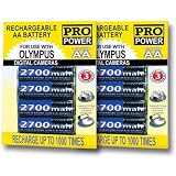 8 AA 2700 mAh Rechargeable NiMH Batteries for Olympus FE-310 SP-570 UZ SP 310 350 500 560 UZ Trip 500 AF 50 D 545 595 425 535 395 540 580 520 Brio 100 230 150 Evolt E-10 E-100 RS E-20 G-720 Infinity 80 QD Digital camera