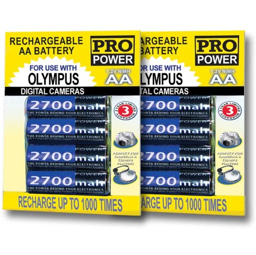 8 AA 2700 mAh Rechargeable NiMH Batteries for Olympus FE-310 SP-570 UZ SP 310 350 500 560 UZ Trip 500 AF 50 D 545 595 425 535 395 540 580 520 Brio 100 230 150 Evolt E-10 E-100 RS E-20 G-720 Infinity 80 QD Digital camera