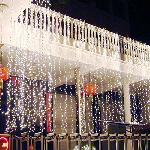 Leapair Pack of 2 Curtain Lights 300LED 9.8 x 9.8Ft (3M x 3M) 8 Modes Pure White 6000K Indoor/Outdoor Fairy String Light Led Window Curtain Light for Christmas Xmas Wedding Party Home Decoration