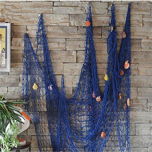 LynHee Nautical Fishing Net Seaside Wall Beach Party Sea Shells Decoration (Blue)
