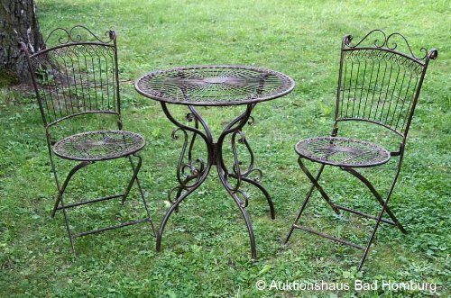 NOSTALGISCHE GARTENMÖBEL GARNITUR TISCH UND 2 STÜHLE GARTENSET