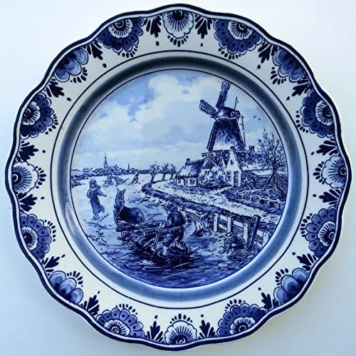 Wall Plate - Delfts Blauw Bord (Delft Blue Plate with Season (Season Winter  Scene)