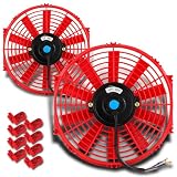 2 x Universal 10 12V red Slim Push Pull Radiator Fan by HK5