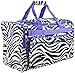 World Traveler 22-inch Zebra Print Duffle Bag, Black and White with Purple Trim