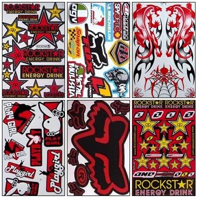 6 Rockstar Energy Drink Metal Mulisha Yamaha Kawasaki ATV Helmet Motorcycle Motocross Decal Racing Sticker