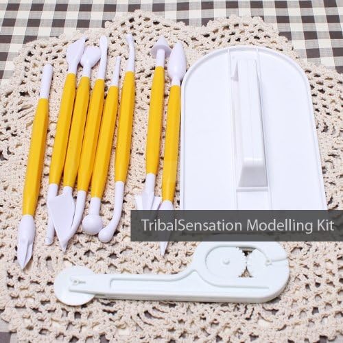 TribalSensation® 10 Piece cake modelling decorating tool kit with fondant cutter & Embosser