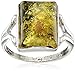 Amazon Collection Sterling Silver Green Amber Rectangular Ring