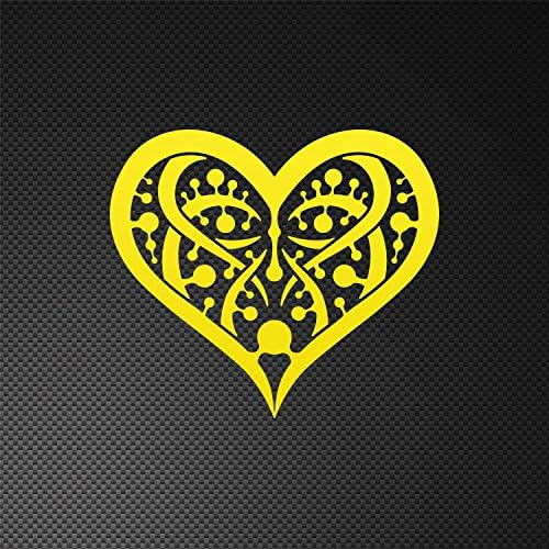 Sticker Tribal Design Tatto Style Heart Vinyl Motorbike Permanent ho Yellow (18 X 15.8 In)