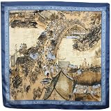 Along the River During the Qingming Festival Chinese Painting 100% Satin Charmeuse Silk Square Scarf Shawl - Colors