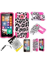 Wireless: 4 items Combo: ITUFFY (TM) LCD Screen Protector Film + Mini Stylus Pen + Case Opener + Design Wrap-Up Cover Faceplate Skin Phone Case for Nokia Lumia 635 (AT&T, Cricket, MetroPCS, T-Mobile) (Pink Leopard / Pink) - snaponcase