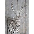 GROSSER HIRSCHKOPF 65cm AUS ALUMINIUM VERNICKELT SILBER HIRSCHGEWEIH