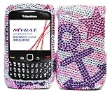 Sparkling Purple Anchor with Pink Strips Full Diamond Bling Snap on Hard Protector Cover Case for Blackberry Curve 8520