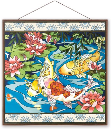 Joan Baker Designs APM111 Koi Pond Glass Art Panel, 19-1/2 by 19-1/2-Inch
