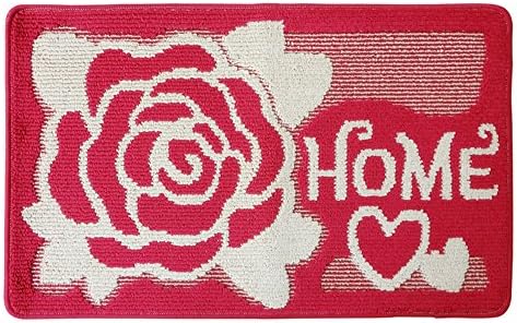 PurryRing Alphabets Home Flower Garden Red Carpet,Non-slip Indoor Doormat,Anit-silp Bath Mat,Environmental Rubber 24"x16"