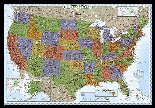 united states decorator laminated national geographic reference map