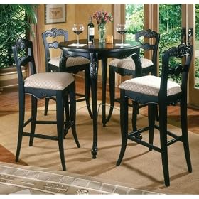 5pc Pub Table and Stools Set in Antique Black Finish