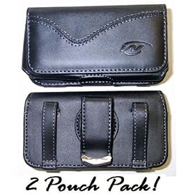 Barcelona Small PDA/ Sprint HTC Hero size Universal Horizontal Cell Phone Case / Pouch / Holster with Belt Loop & Belt Clip [2 PACK]