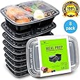 Bento Lunch Box Set - Meal Prep Food Storage - Restaurant Containers - Plastic Foodsaver (8pk, 34oz)