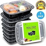 Bento Lunch Box Set - Meal Prep Food Storage - Restaurant Containers - Plastic Foodsaver (8pk, 34oz)