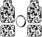 61Ld9cLWTyL. SL160  Mickey Mouse Classic Expressions Faces Front & Rear Car Truck SUV Seat PlastiClear Floor Mats & Steering Wheel Cover   5PC