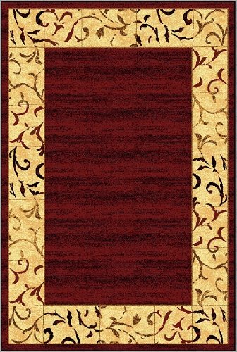 6' x 9' Area Rug, Burgundy, Very High Quality, 500K. Points, Burgundy Background, Beige Borders, 6'x9',Soft, Plush, Vibrant Colors, Artemis Collection, Actual Size 6'.7