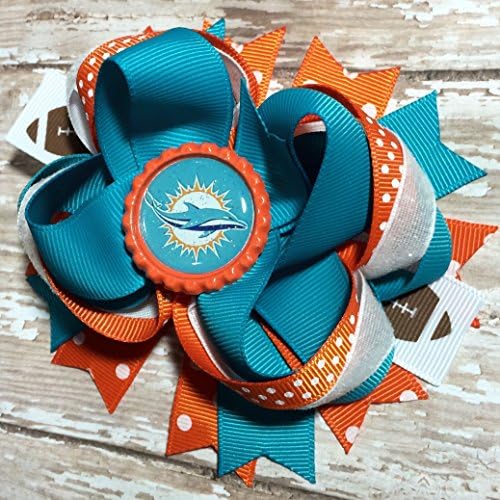NFL Miami Dolphins Hair Bow, Inspired Football Hair Bow, Cheer Bow, Miami Dolphins Headband, Infant Headband, Baby Headband, Newborn headband,