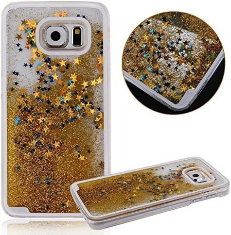 Samsung Galaxy S7 edge Case, AcenX® New Glitter Quicksand Liquid Star Dynamic Clear Bling Hard Protective Case Cover for Samsung Galaxy S7 edge (for Samsung Galaxy S7 edge, Gold)