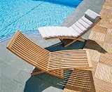 from Jati AZUR PREMIUM TEAK CONTEMPORARY SUN LOUNGER WITH CUSHION (NATURAL) Model LT185