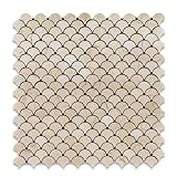 Crema Marfil Marble Polished Fan Mosaic Tile - 6