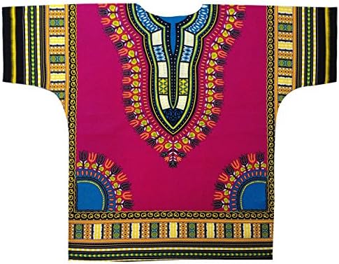 Ibestbuysell Dashiki Short Sleeve Shirt-XXL-Pink