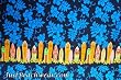 Full Size Pareo: Surfboards Stripe and Blue Flowers on Black