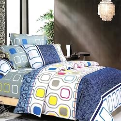 Blancho Bedding - [Navy Design] 100% Cotton 4PC Comforter Cover/Duvet Cover Combo (King Size)