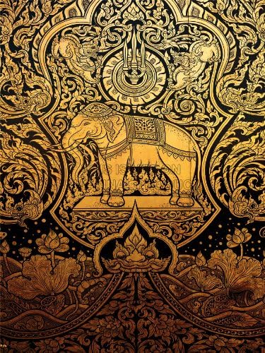PAINTING DRAWING ORNATE ABSTRACT THAILAND ELEPHANT ART PRINT POSTER MP3806A