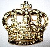 Goldtone Rhinestone Crown Belt Buckle Royal Bling