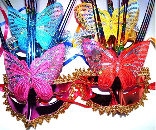 OliaDesign Venetian Costume Party Butterfly Mask Masquerade Halloween Masks (Pack of 4)
