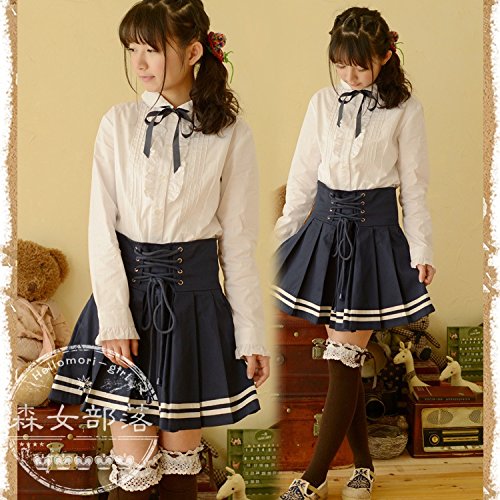 cs2041h 森ガール　ブラウス　レディース　長袖　可愛いリボン付きブラウス　ホワイト　前ふんわりでサインボタンブラウス/トップス　春秋