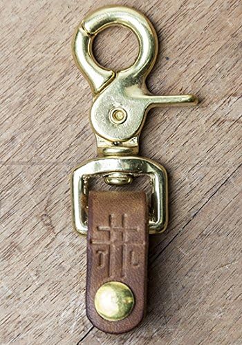 THRUX LAWRENCE - Horween Leather Keypost - Hand Crafted Claw Keychain - Light Brown with Brass