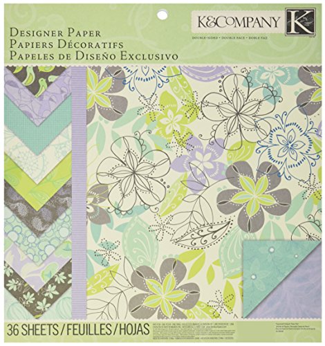 K&Company Poppy Seed Double-Sided Designer Paper Pad, 12-Inch x 12-Inch, 36 Sheets