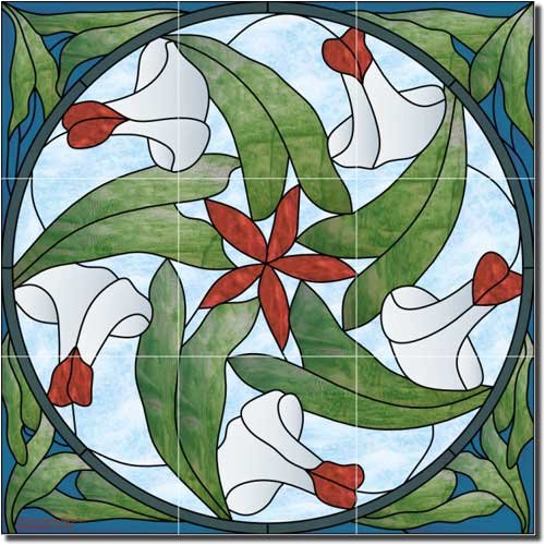Nouveau - Morning Glory by Paned Expressions Studios - Floral Ceramic Tile Mural 18